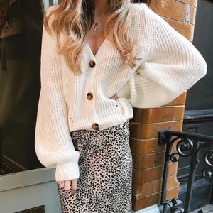 Knit Button Front V-neck Cardigan